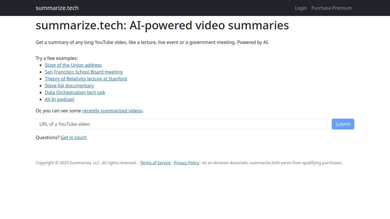 Summarize.tech — Video Summarizer