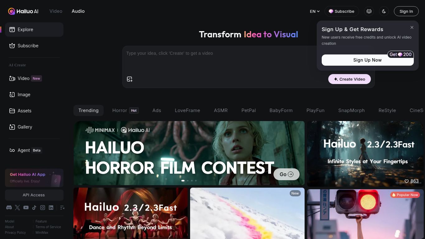 MiniMax Hailuo — Templates & I2V