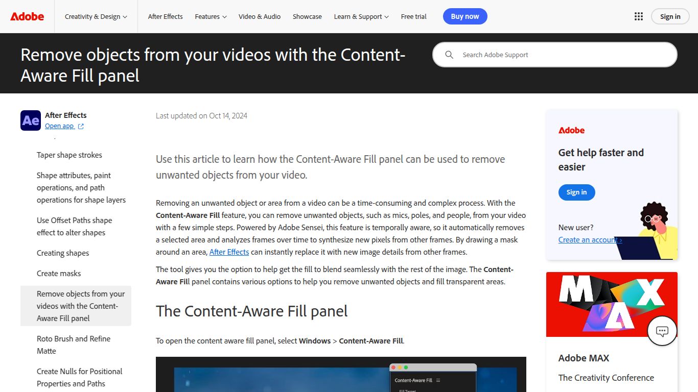 Adobe After Effects — Content-Aware & Roto