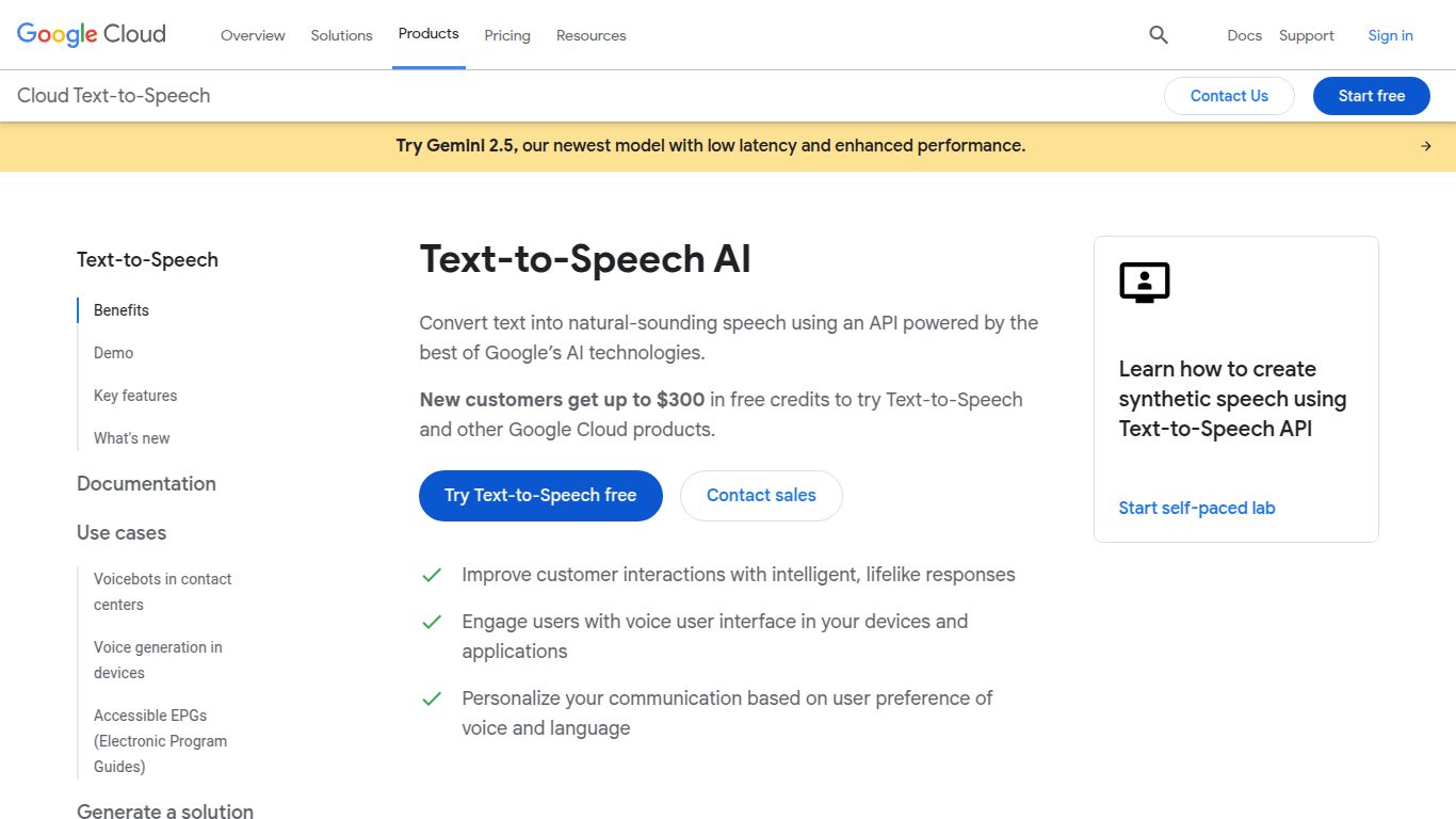 Google Cloud Text-to-Speech
