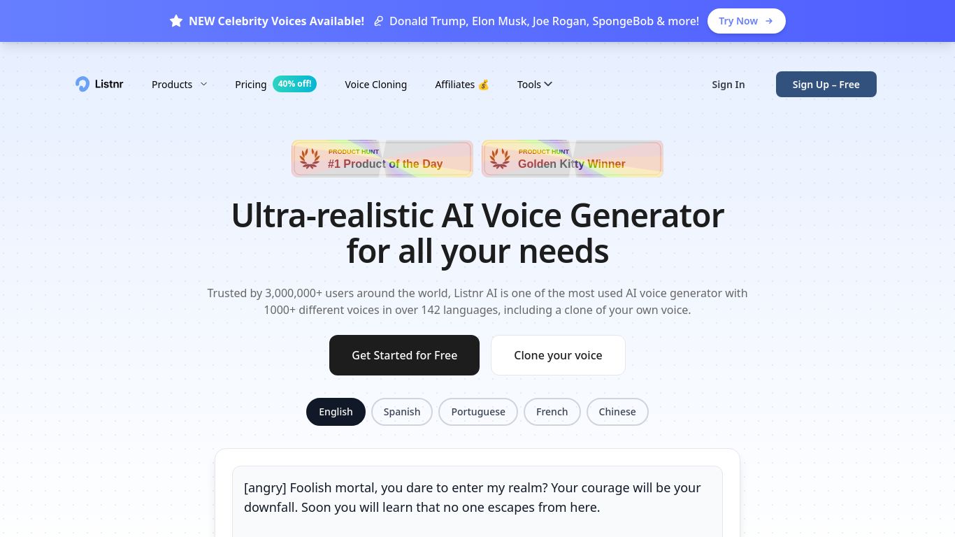 Listnr — AI Voice Generator