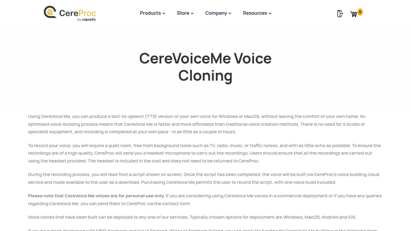 CereProc — CereVoiceMe Voice Cloning