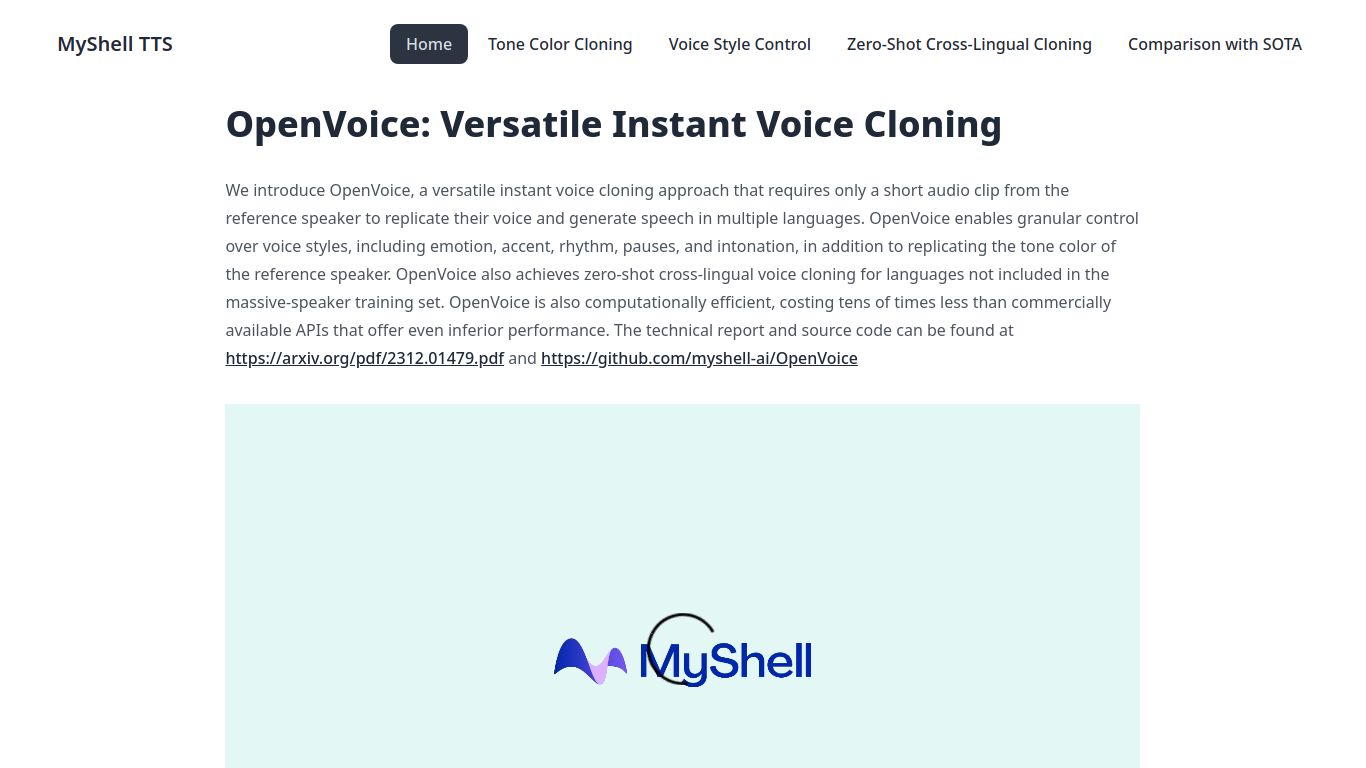 OpenVoice (MyShell) — Instant Cloning