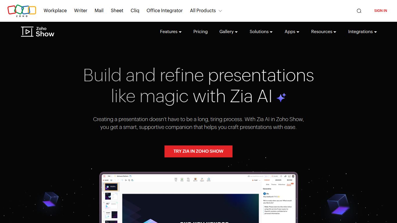 Zoho Show — Zia AI