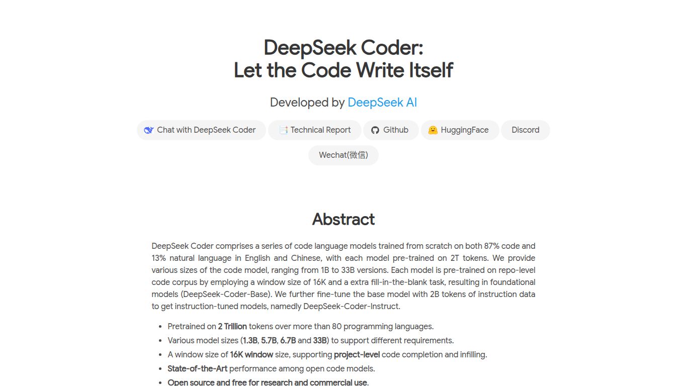 DeepSeek Coder (Open Models)