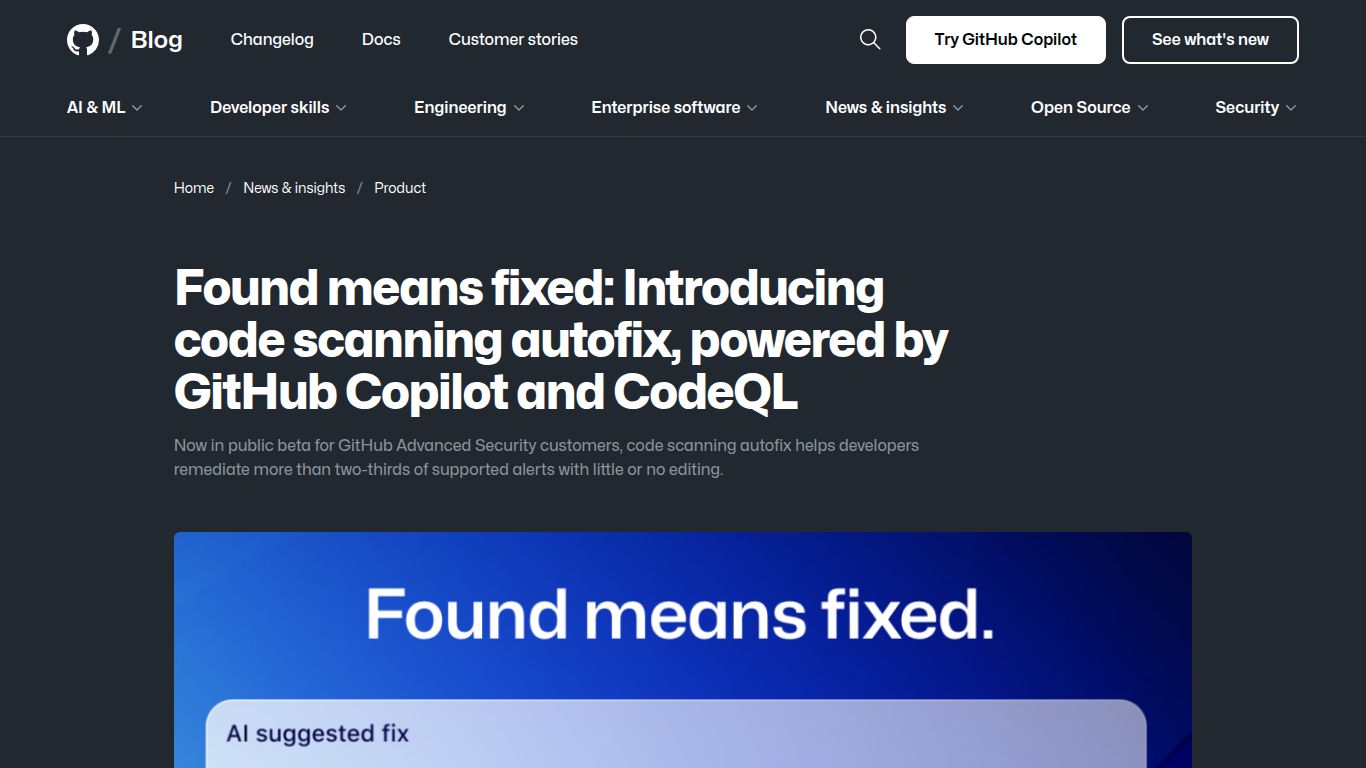 GitHub Copilot — Code Scanning Autofix