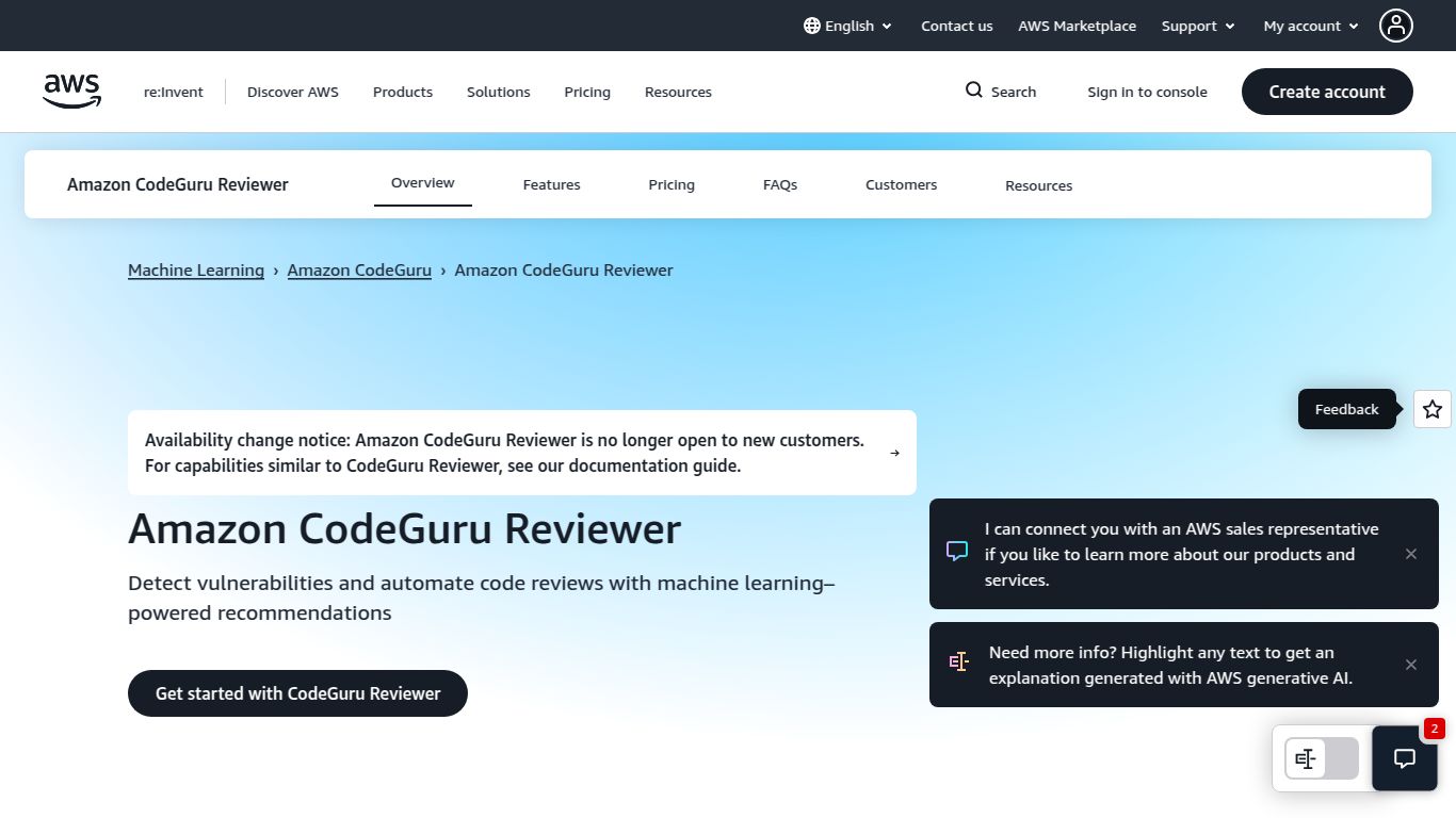 Amazon CodeGuru Reviewer