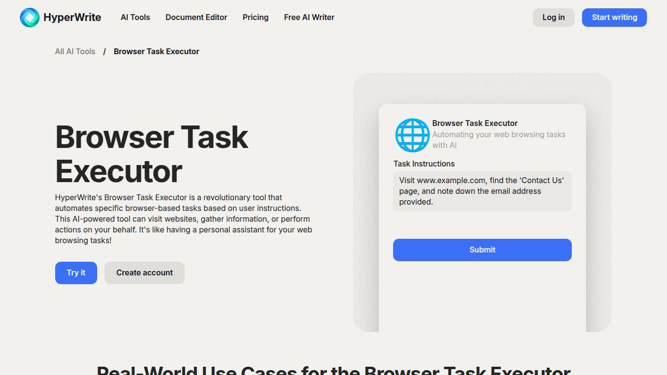 HyperWrite — Browser Task Executor