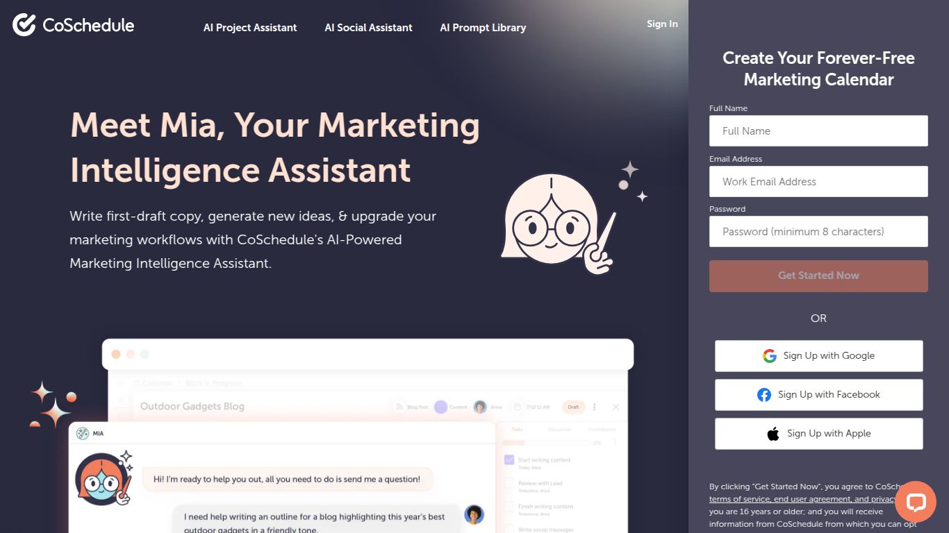 CoSchedule – Mia & AI Social Assistant