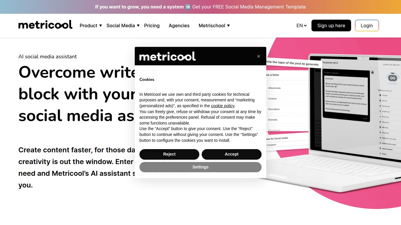 Metricool – AI Post Generator
