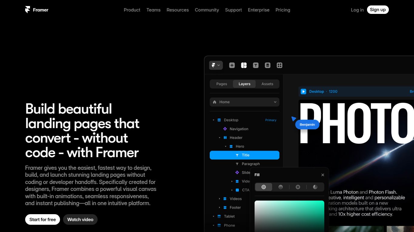 Framer — Landing Pages + Framer AI