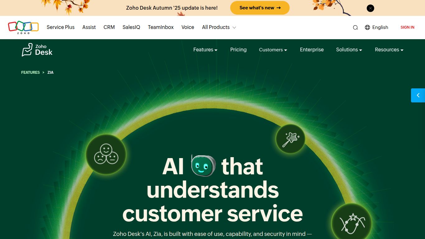 Zoho Desk — Zia Answer Bot
