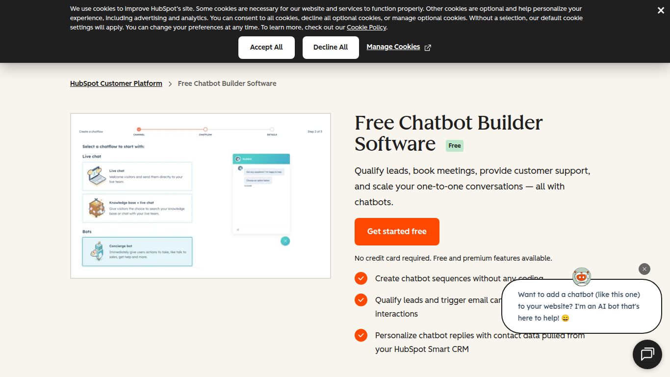 HubSpot — Chatbot Builder