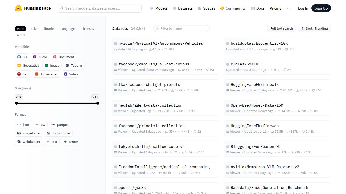 Hugging Face Datasets Hub