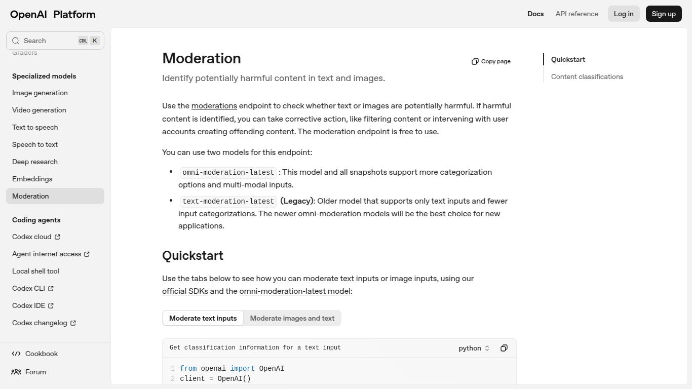 OpenAI Moderation API (omni-moderation-latest)