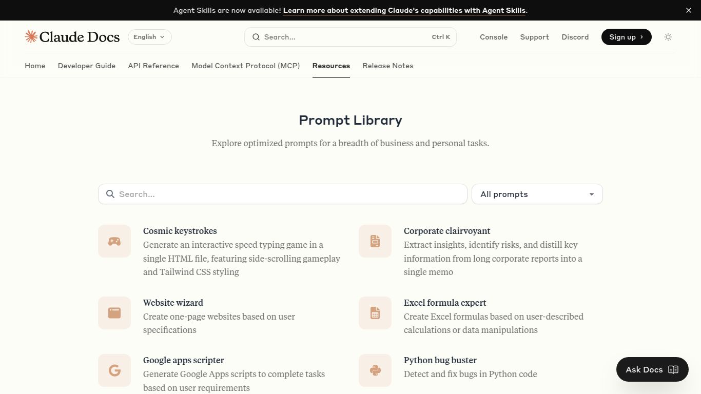Anthropic Prompt Library