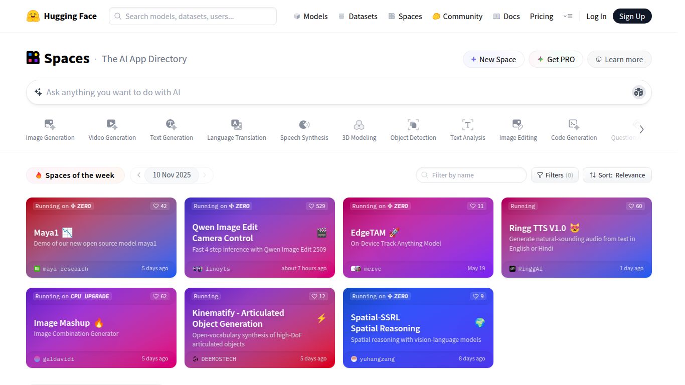Hugging Face Spaces Directory