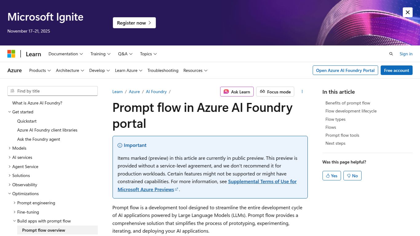 Azure AI Foundry Prompt Flow