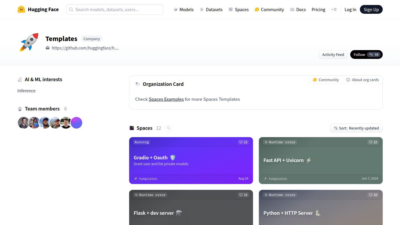 Hugging Face Templates