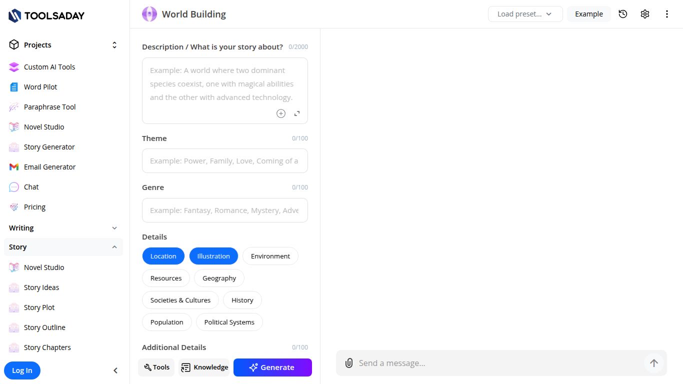 Toolsaday — AI World Building Generator